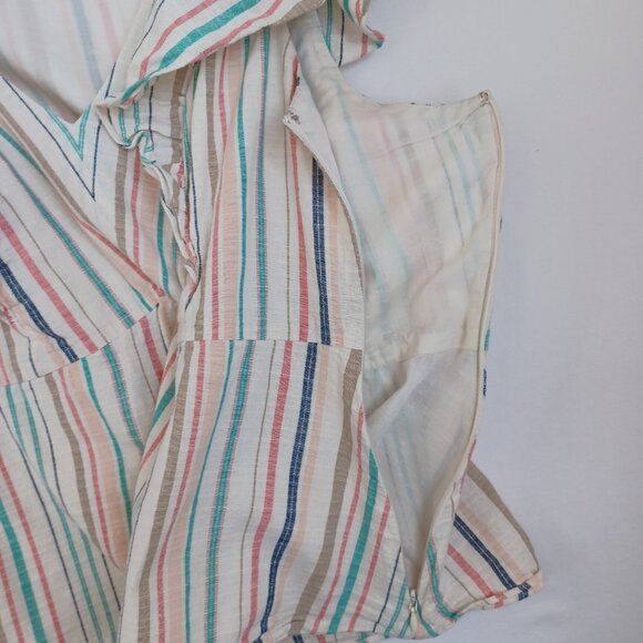 Parker Top Halsey Stripe V Neck Cotton Side Zip Pullover Womens Large - Picture 8 of 13